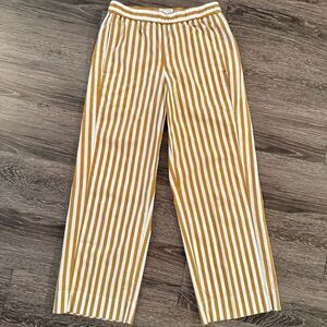 AYR Golden Yellow & White Vertical Stripe Wide-Leg Pants